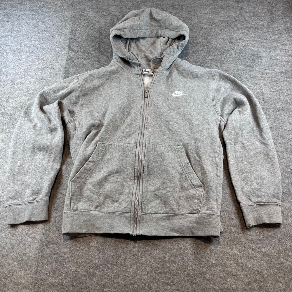 Nike unisex Full Zip Hoodie Gray Sportswear Athleisure Small Embroidered Logo